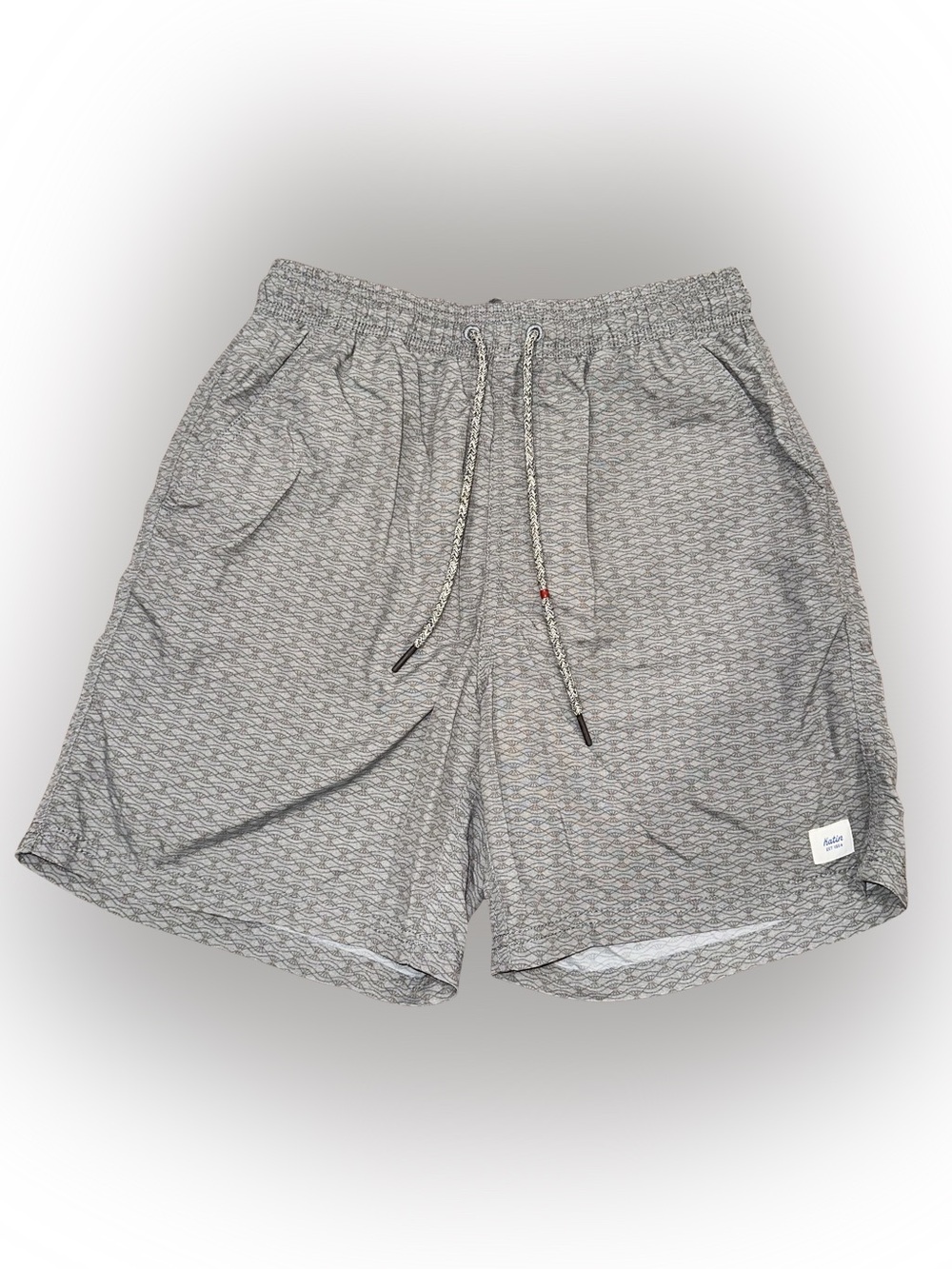 Katin Mens Swim Trunks Shorts Size Small Gray Geometric Mesh Lined Drawstring
